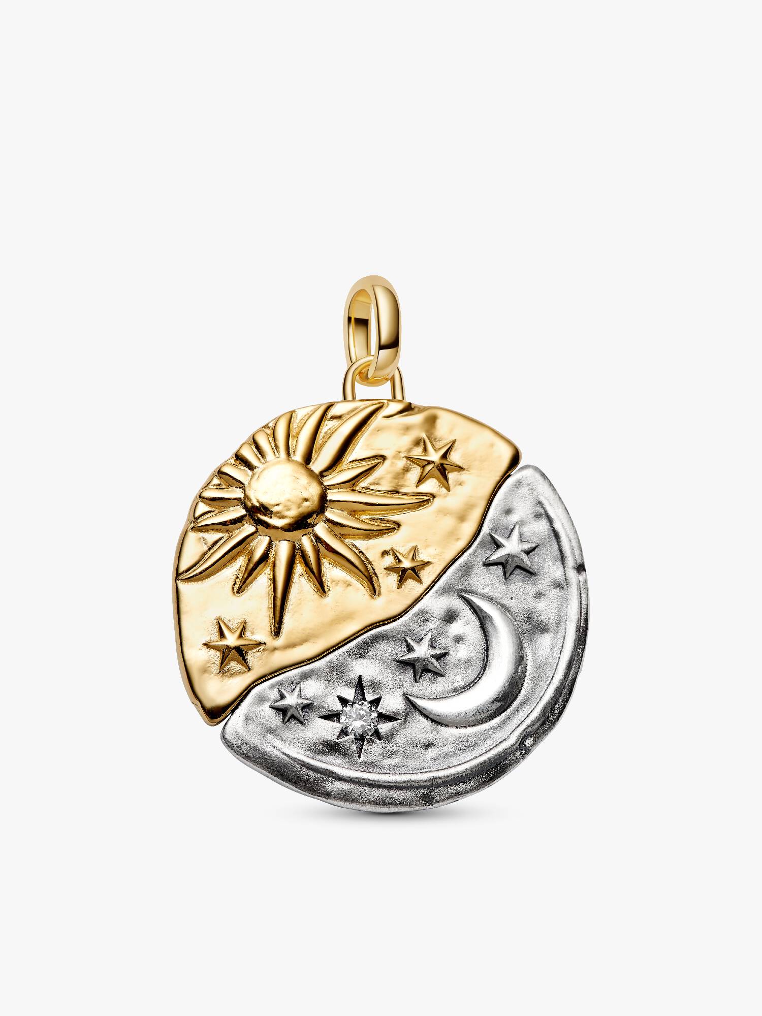 Oversized Sol og Måne Medaljong Charm
