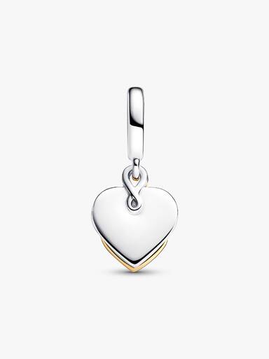 Inngraverbar Mum Dobbel Hengende Charm med Lab-dyrket Diamant