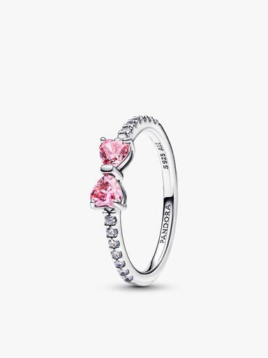 Glitrende Rosa Sløyfe Ringsett