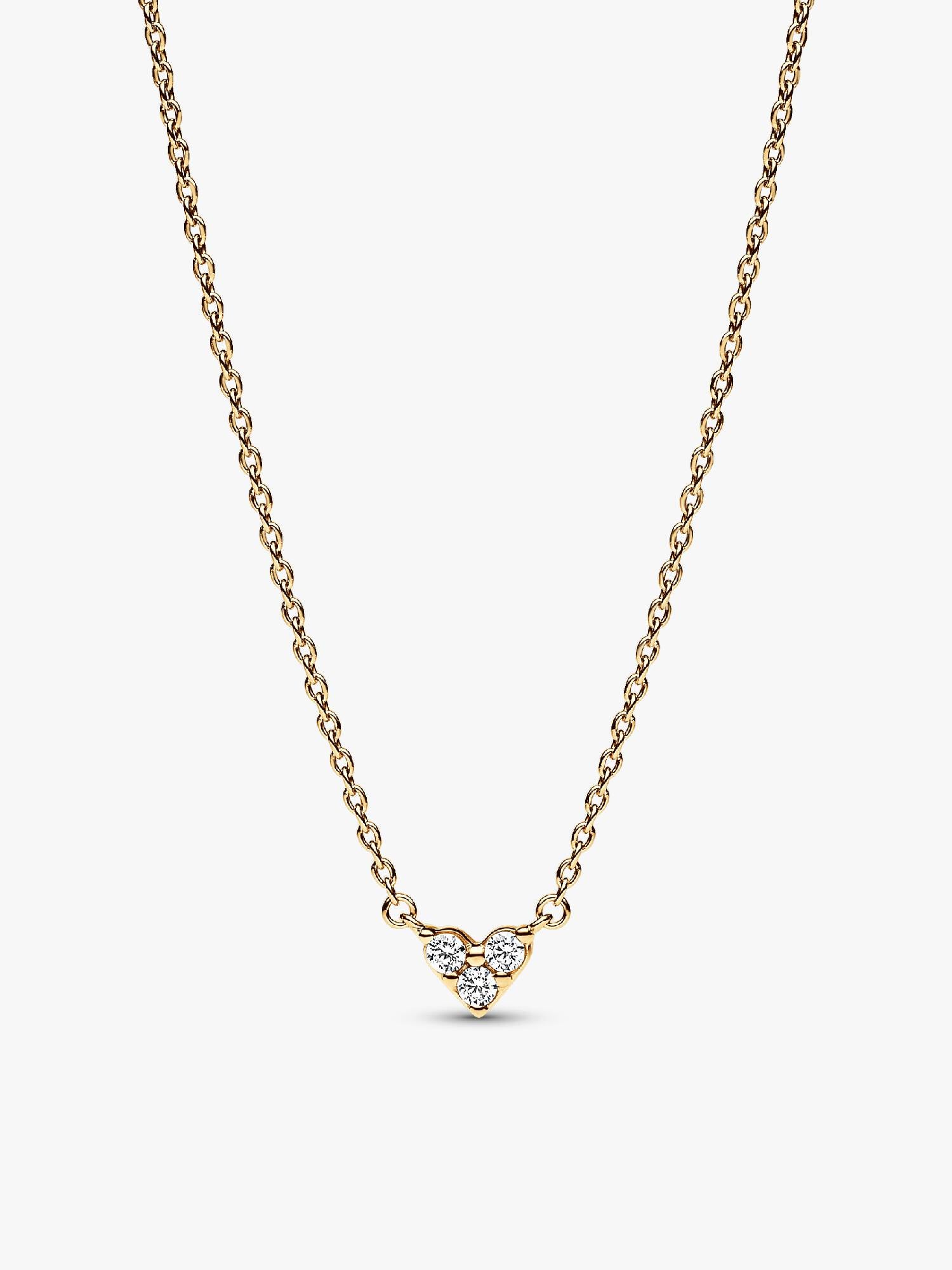 Hjerte med Tre Steiner Collier Halskjede