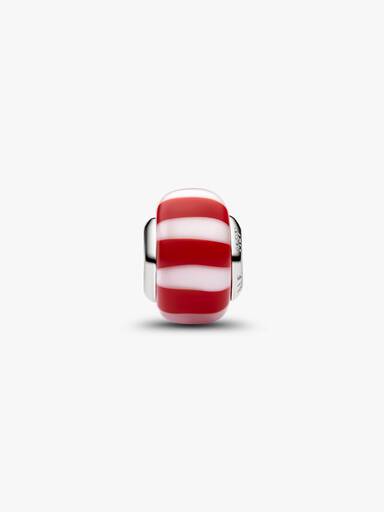 Rød Sukkertøystokk Muranoglass Charm