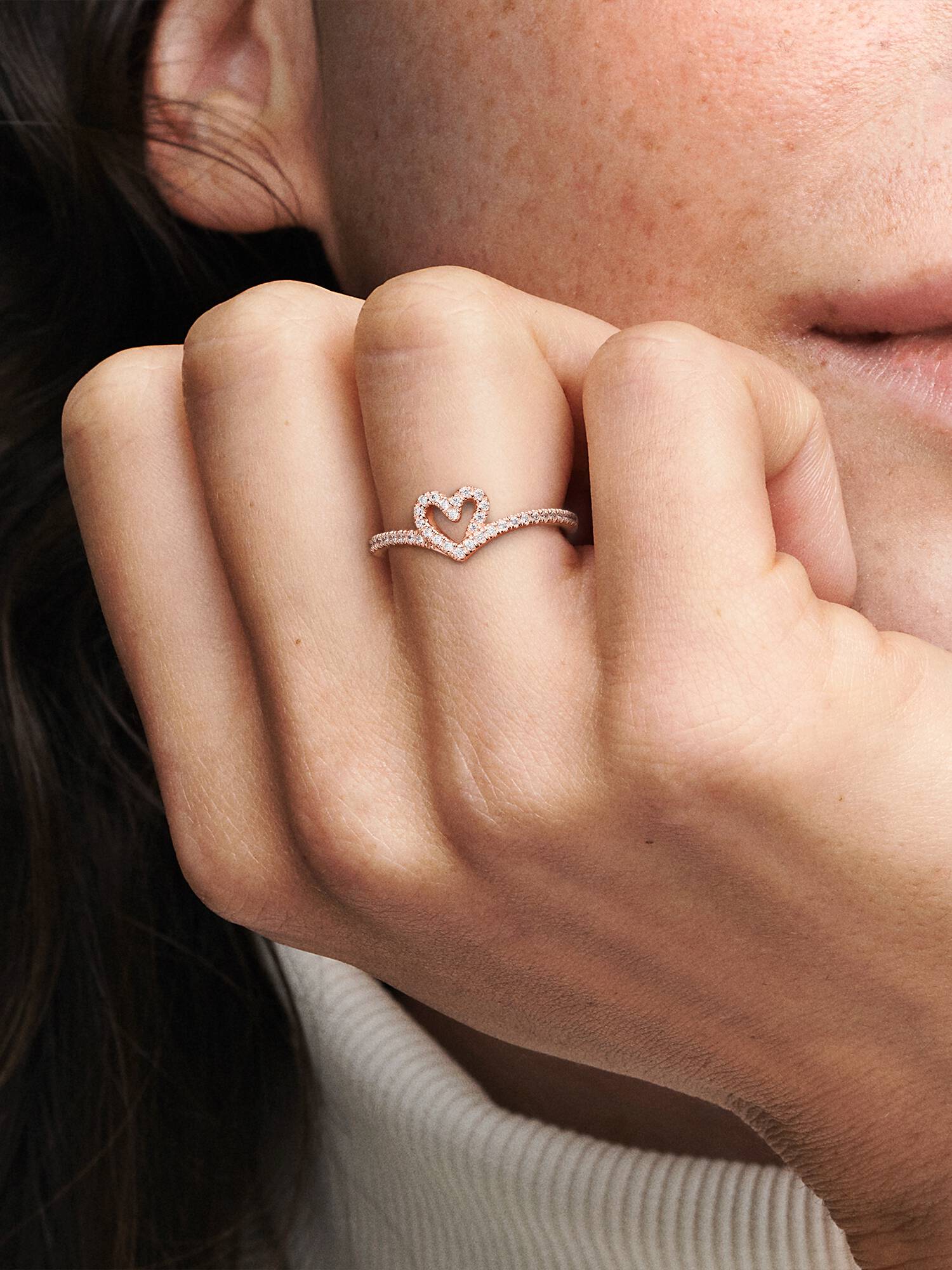 Funklende Ønskebeinhjerte Ring