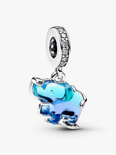 Blå Muranoglass Elefant Hengende Charm