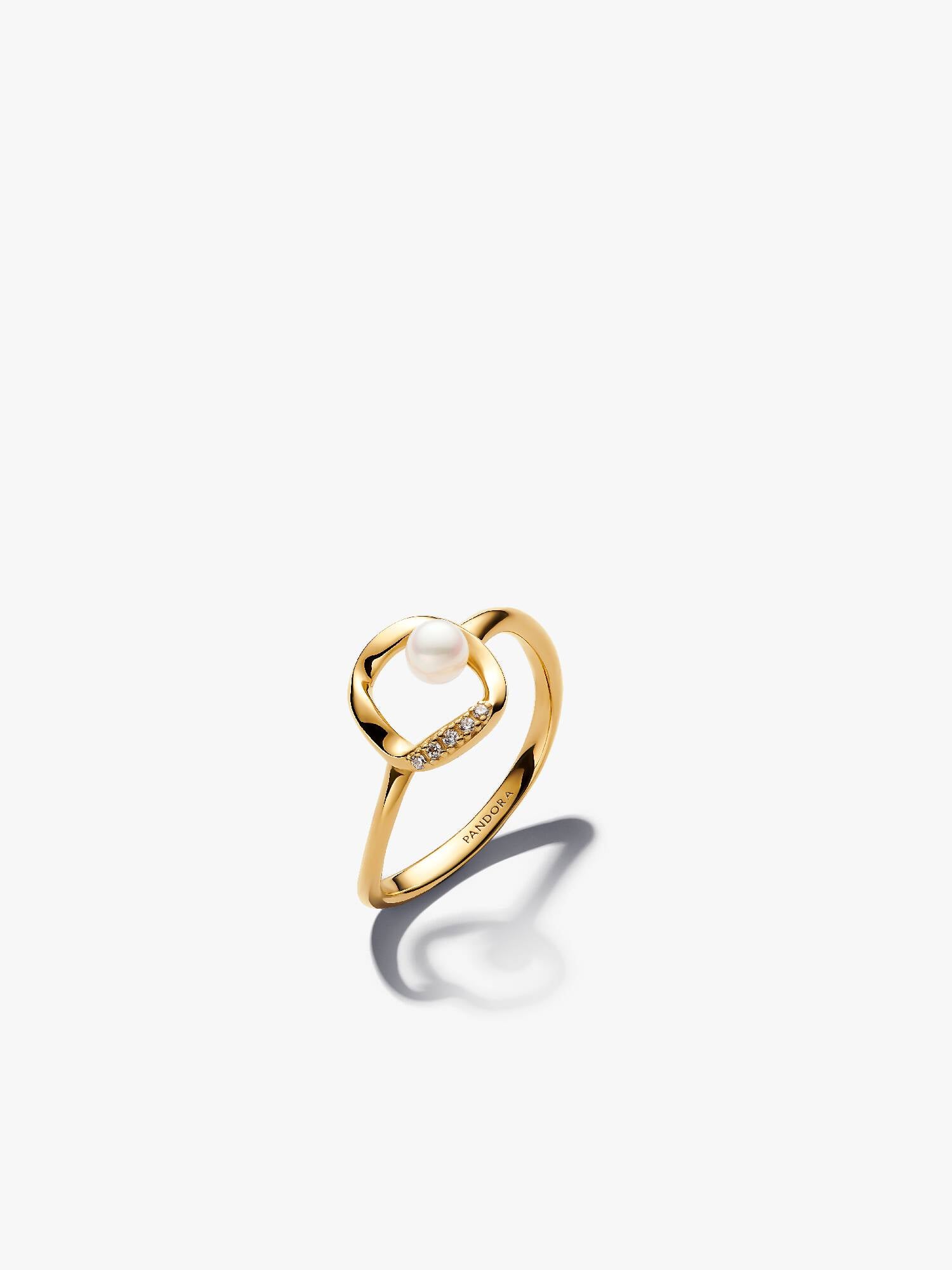 Organisk Formet Pavé Sirkel og Behandlet Ferskvannskulturperle Ring