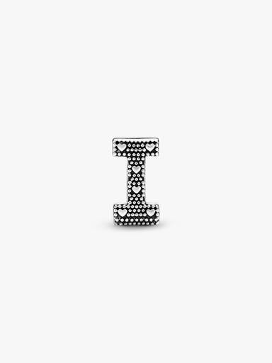 Letter I silver charm