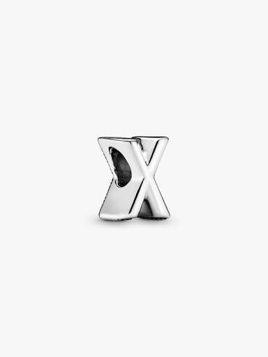 Letter X silver charm