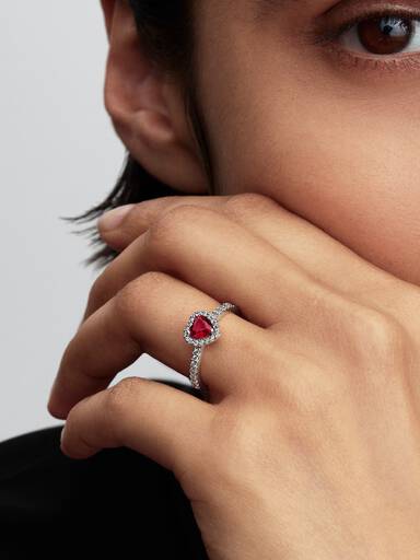 Forhøyet Fuksiarosa Hjerte Ring