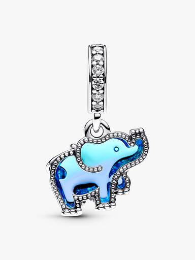 Blå Muranoglass Elefant Hengende Charm