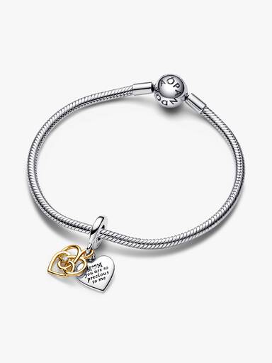 Inngraverbar Mum Dobbel Hengende Charm med Lab-dyrket Diamant