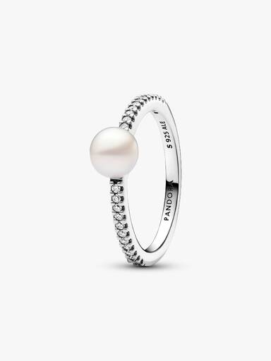 Behandlet ferskvannskulturperle og Pavé Ring
