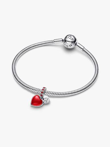 Rødt Muranoglass Hjerte Dobbel Hengende Charm