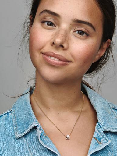 Funklende Rund Halo Anheng Collier Halskjede