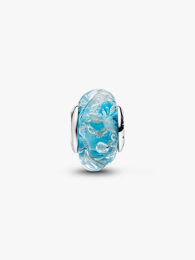Turkis Muranoglass og Glitter Charm