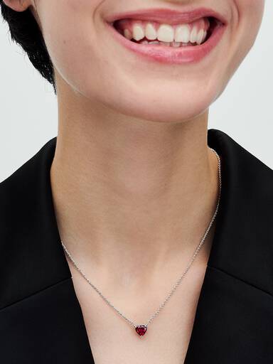 Funklende Hjerte Sirkel Anheng Collier Halskjede