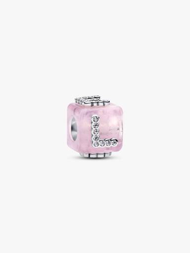 Rosa Muranoglass Kjærlighetskube Charm
