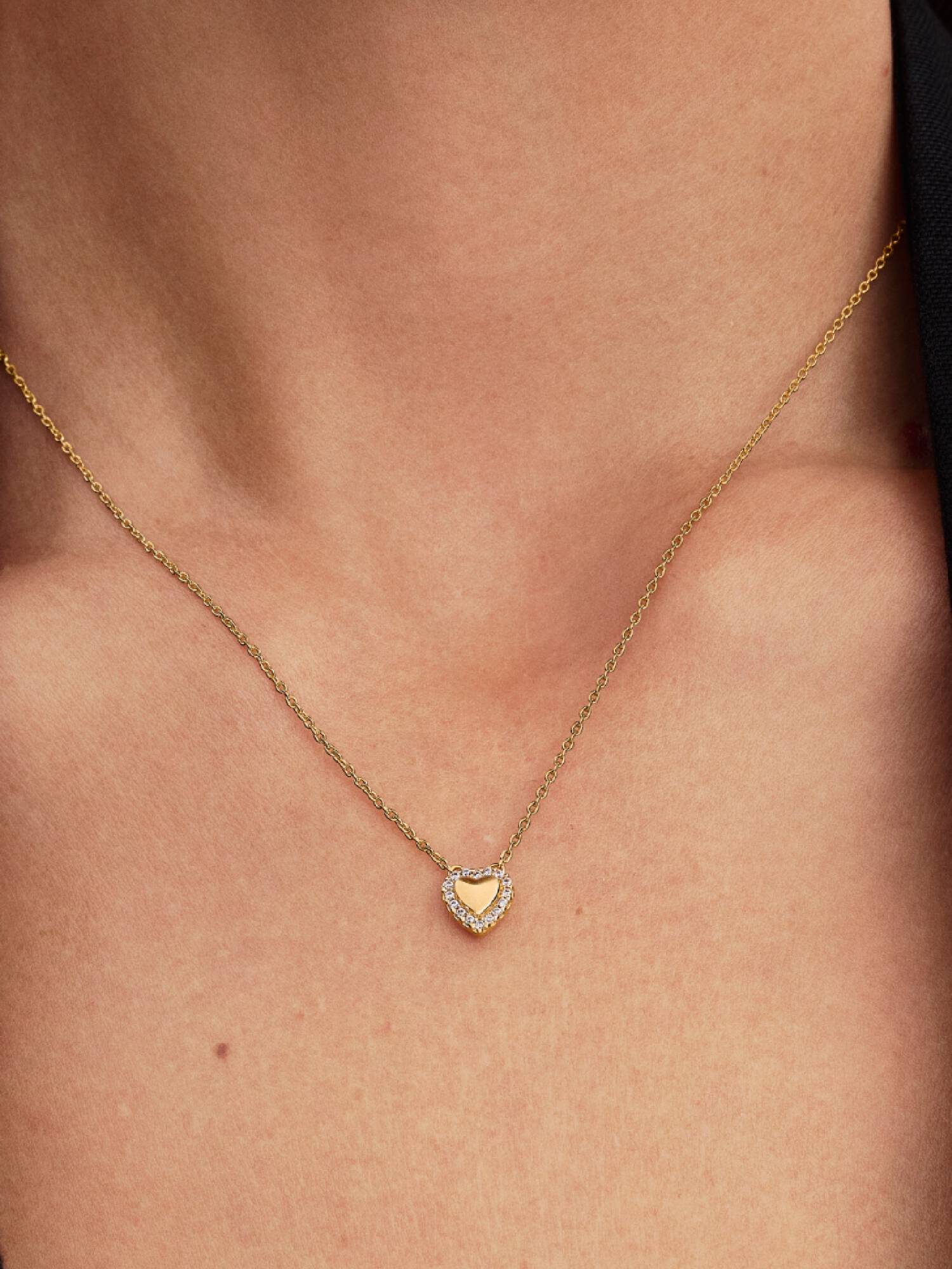Funklende Hjerte Halo Collier Halskjede