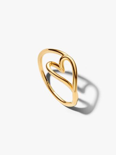 Organisk Formet Lite Hjerte Ring