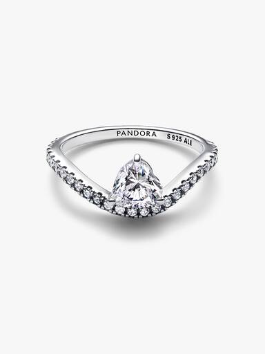 Bølget Pavé Hjerte Ring