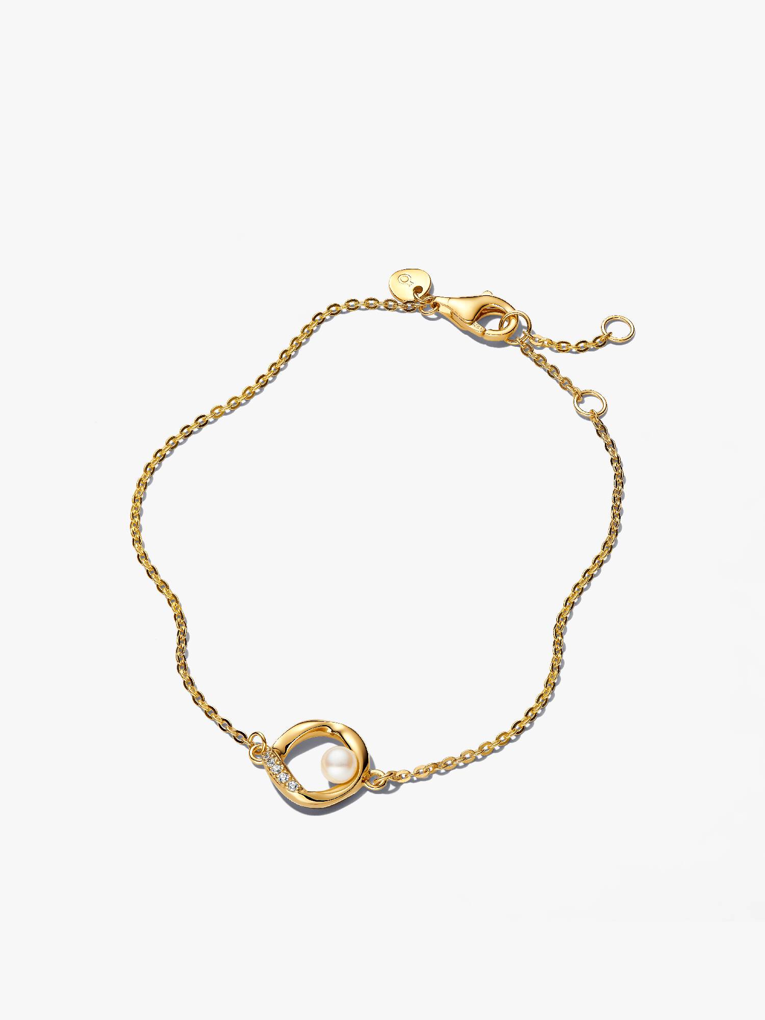 Organisk Formet Pavé Sirkel og Behandlet Ferskvannskulturperle Armbånd