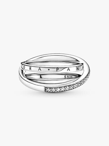 Crossover Pavé Trippel Bånd Ring