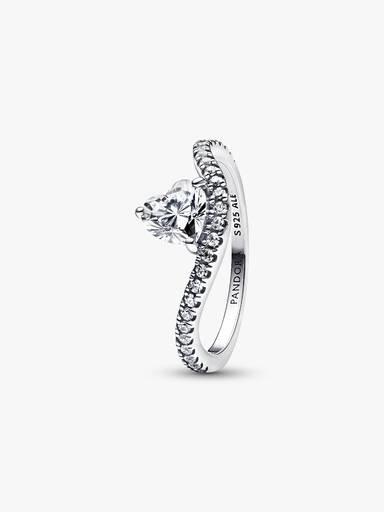 Bølget Pavé Hjerte Ring
