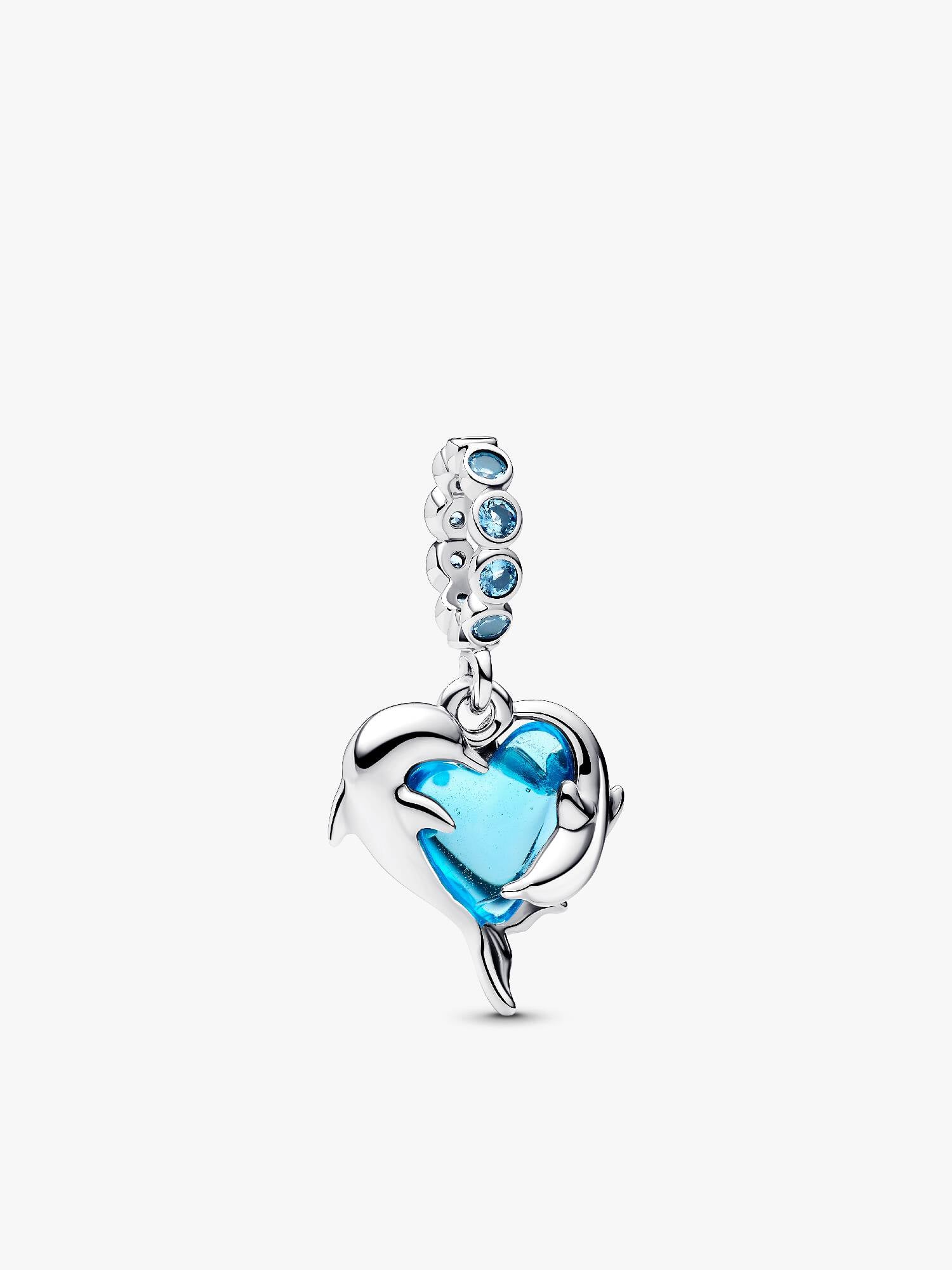 Delfiner Hengende Charm i Blått Muranoglass