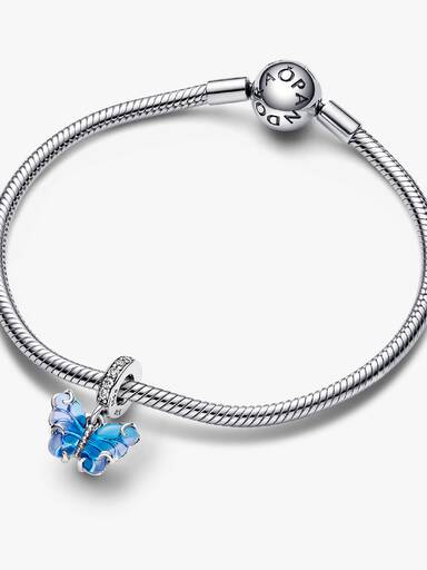 Blå Muranoglass Sommerfugl Hengende Charm