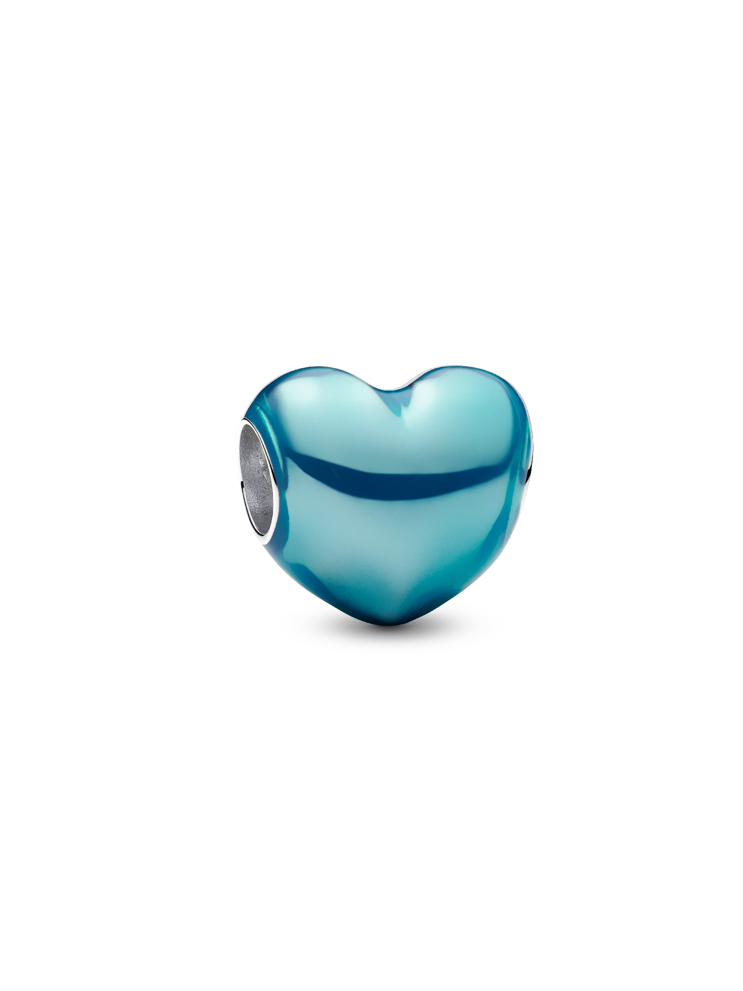 Metallisk Himmelblått Hjerte Charm