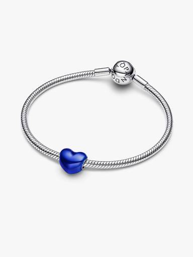 Metallisk Blått Hjerte Charm
