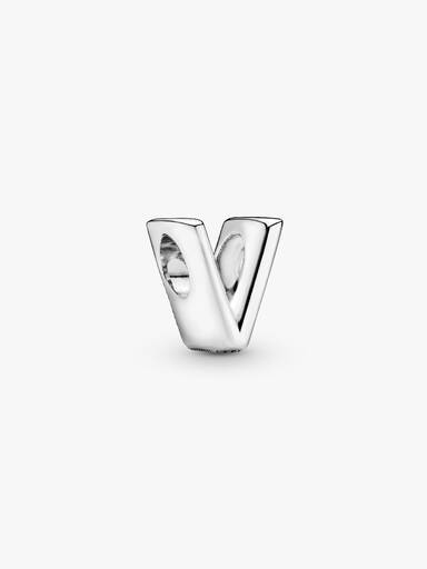 Letter V silver charm