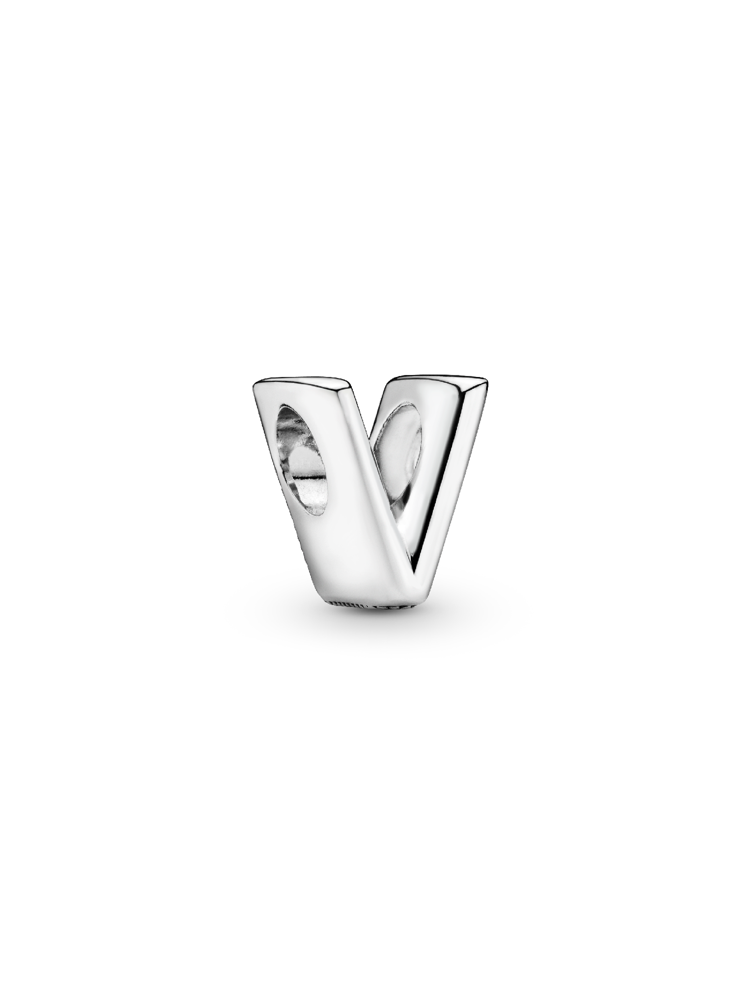 Letter V silver charm