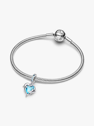 Delfiner Hengende Charm i Blått Muranoglass