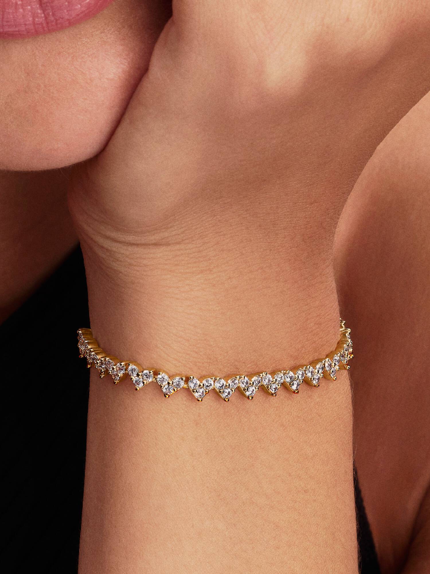 Trippel Stein Hjerte Armbånd