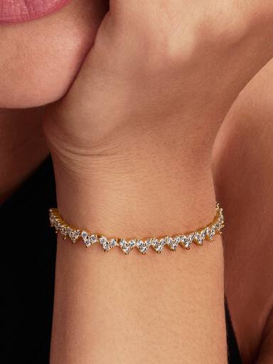 Trippel Stein Hjerte Armbånd