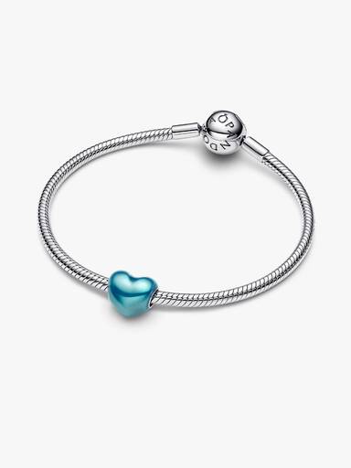 Metallisk Himmelblått Hjerte Charm