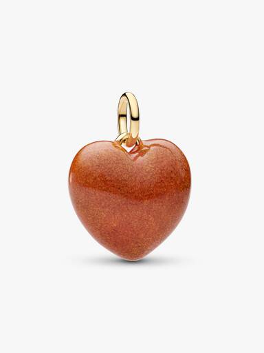 Oransje Oppblåst Hjerte Charm