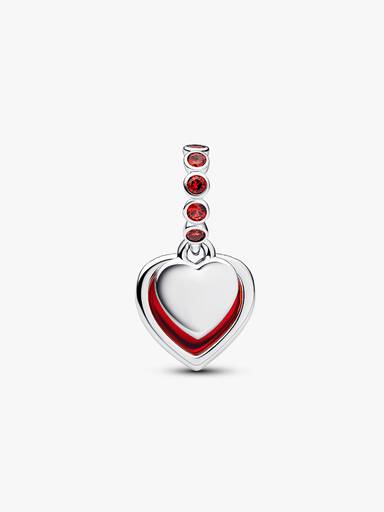 Rødt Muranoglass Hjerte Dobbel Hengende Charm