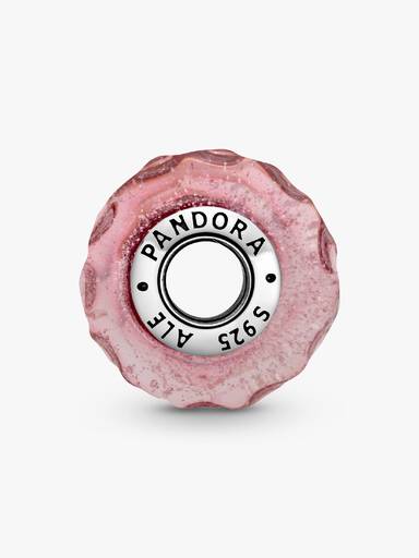 Bølget Fancy Rosa Muranoglass Charm