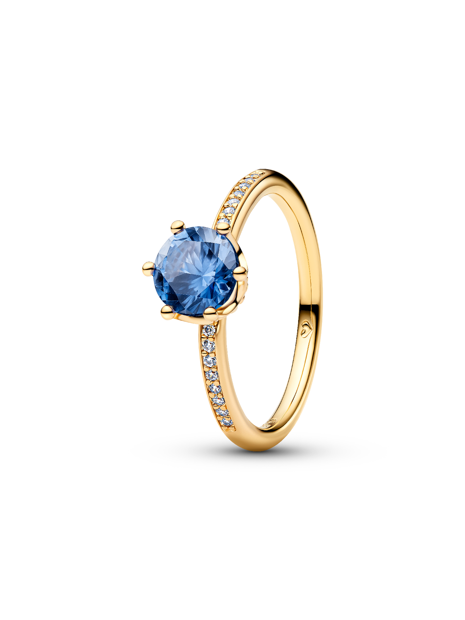 Blå Funklende Krone Solitaire Ring