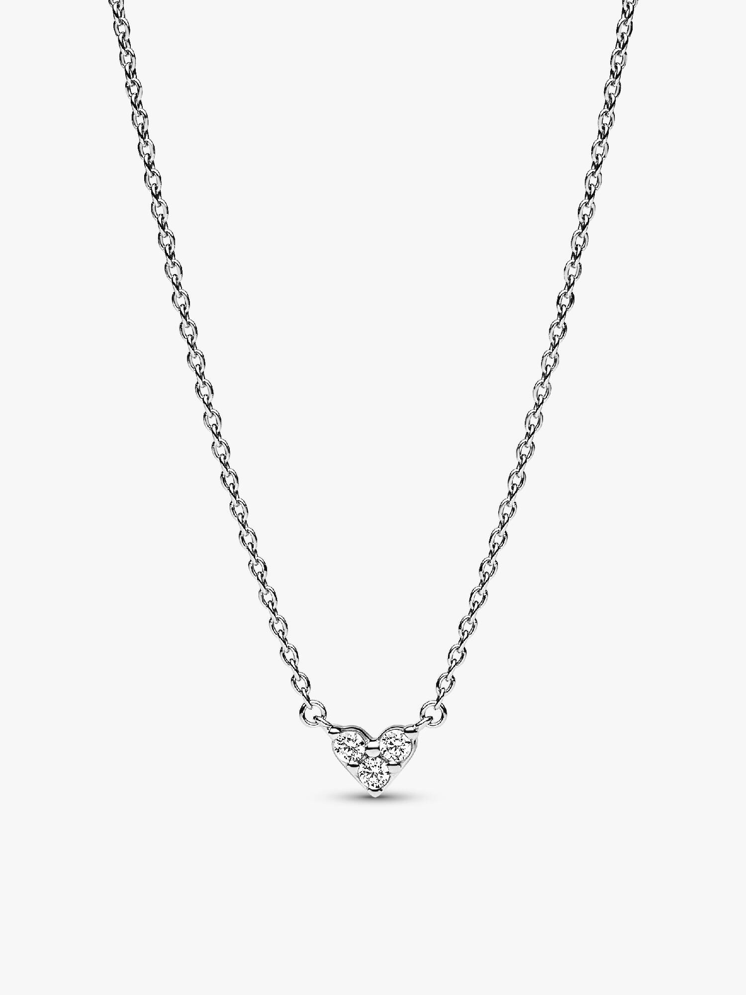 Hjerte med Tre Steiner Collier Halskjede