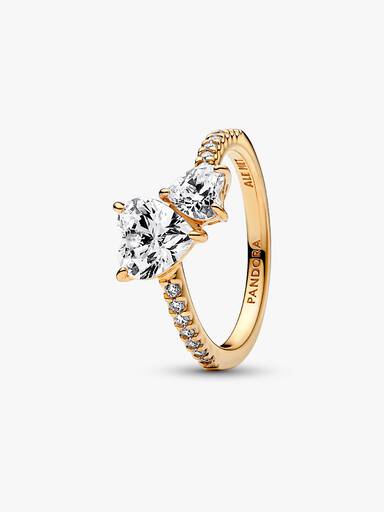 Dobbelt Hjerte Funklende Ring