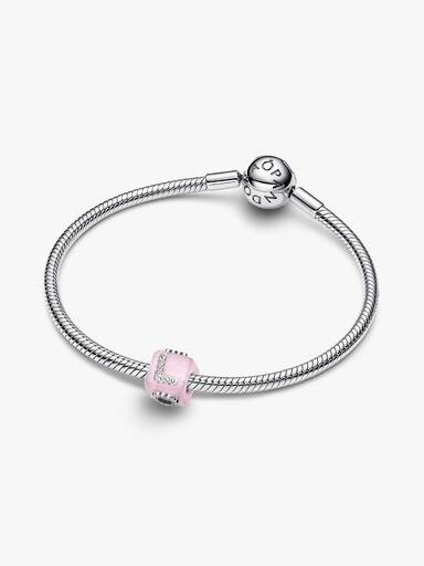 Rosa Muranoglass Kjærlighetskube Charm