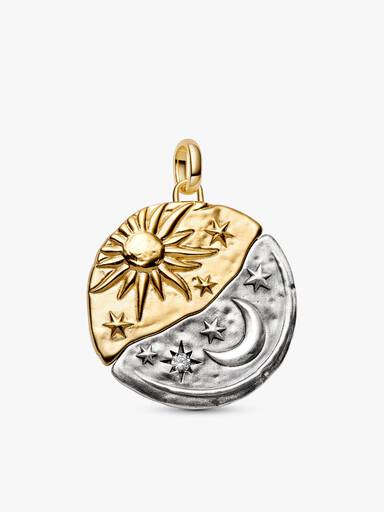 Oversized Sol og Måne Medaljong Halskjedesett