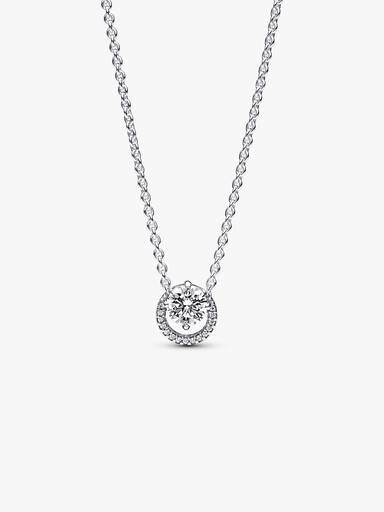 Funklende Rund Halo Anheng Collier Halskjede
