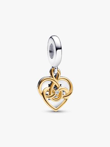 Inngraverbar Mum Dobbel Hengende Charm med Lab-dyrket Diamant