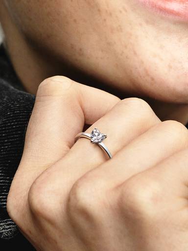 Funklende Hjerte Solitaire Ring