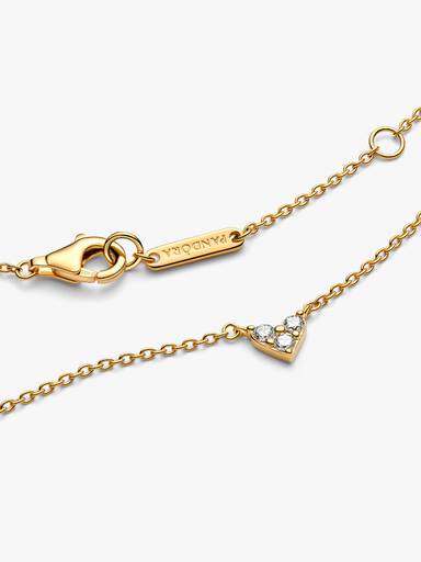 Hjerte med Tre Steiner Collier Halskjede