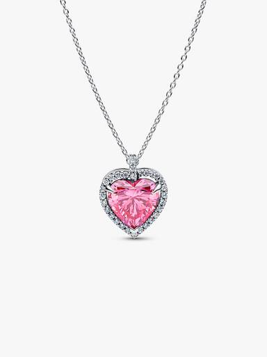 Pink Halo Hjerte Collier Halskjede