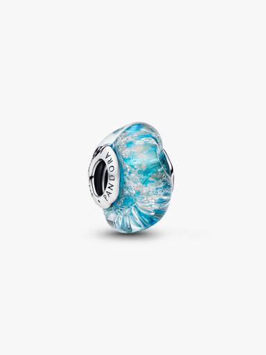 Turkis Muranoglass og Glitter Charm