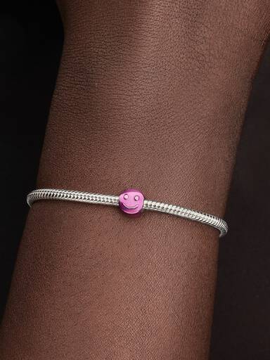 Pink Smilende Ansikt Mini Charm